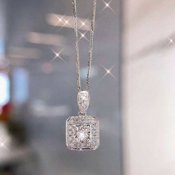 Neiman Marcus Jewelry - New Gorgeous 925 Silver Sim. Diamond Necklace